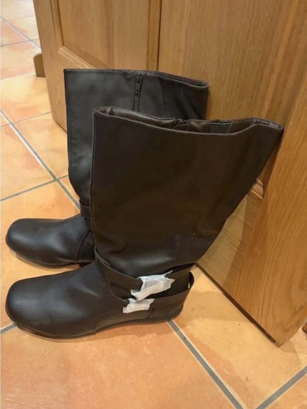 Women's Dark Brown Mid-Calf Riding Boots